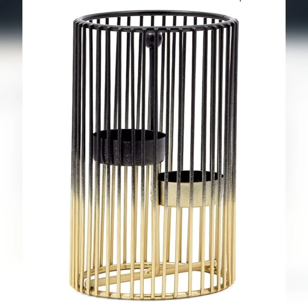 Elegant Black and Gold Candle Holders NEW